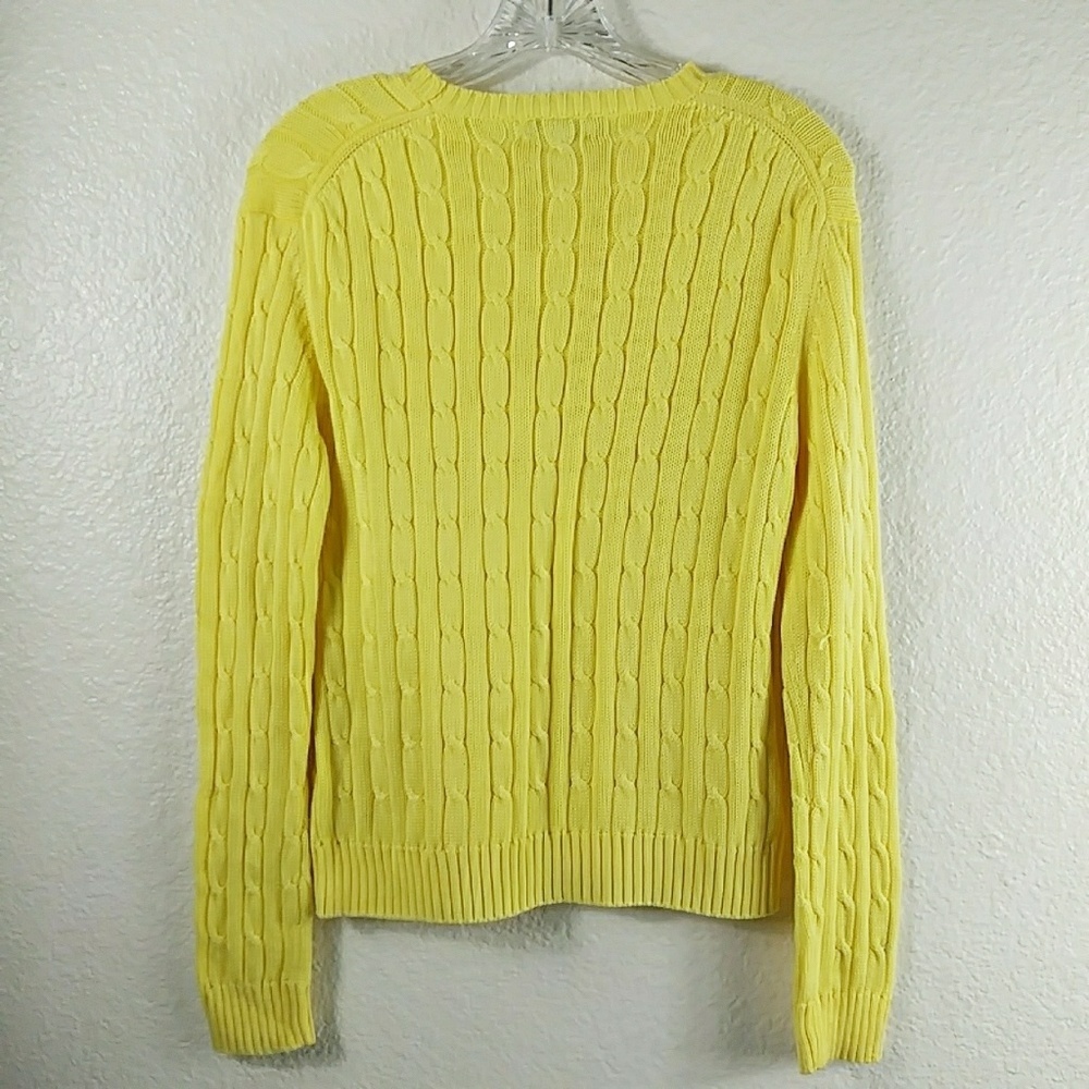 Brooks Brothers 346 Mercerized Cotton Sweater 100% Cotton Cable Knit S Yellow - Picture 5 of 6